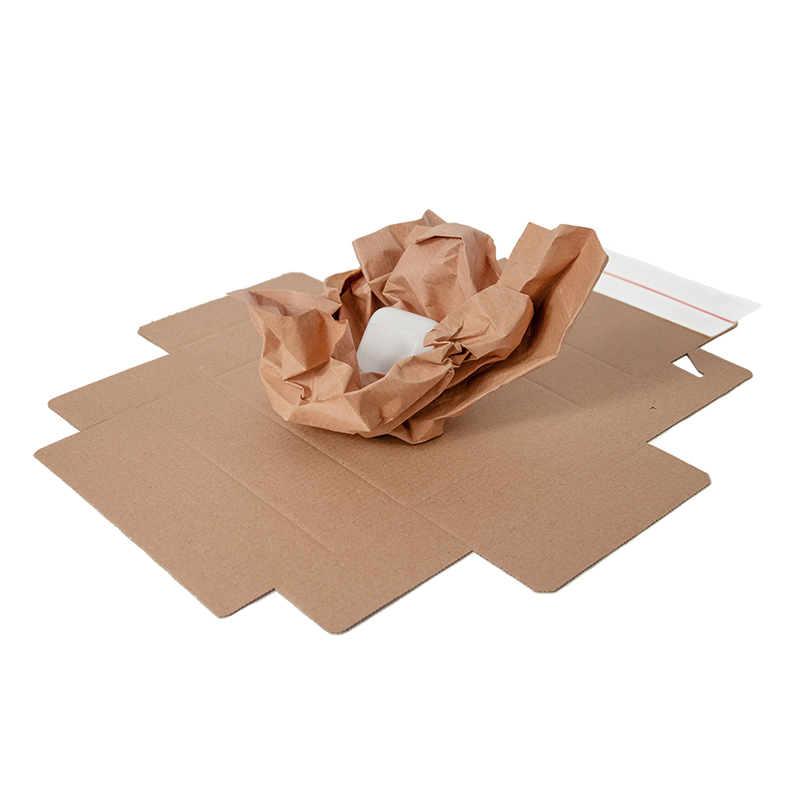 Paperpac, Karton, Wellpappe, Natronpapier, Papierzuschnitt, Selbstklebeverschluss, Drei V, Packpapier, flach 