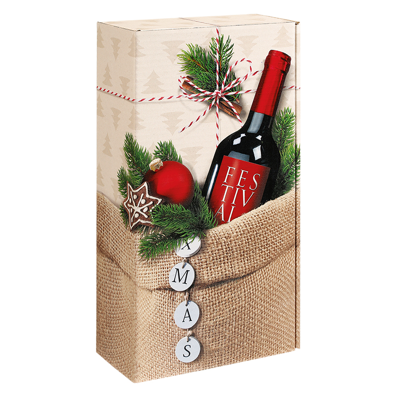 Wein- und Geschenkverpackung "XMAS" 2 Flaschen