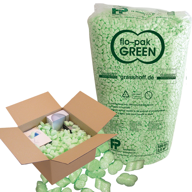 800 l flo-pak GREEN Spezial Füllmaterial Verpackungschips.Versandmaterialien, 